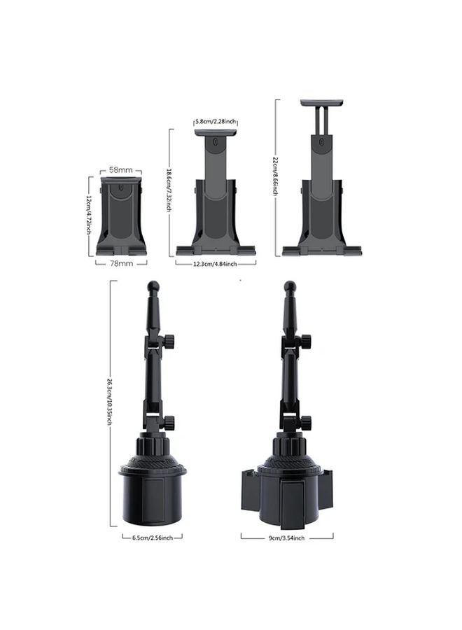 Black 360 Degree Adjustable Car Cup Holder Mount For Tablets And Phones Durable ABS Easy Installation - Image 5