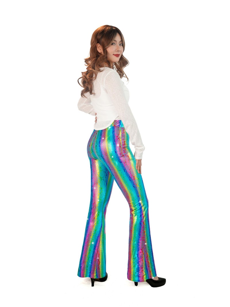 Nawgut Sequin Flare Pants Sparkly Glitter High Waisted Bell Bottoms Leggings Party Disco Clubwear for Women-Small - Image 2