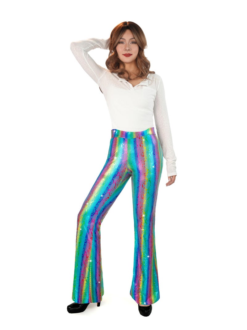 Nawgut Sequin Flare Pants Sparkly Glitter High Waisted Bell Bottoms Leggings Party Disco Clubwear for Women-Small - Image 3