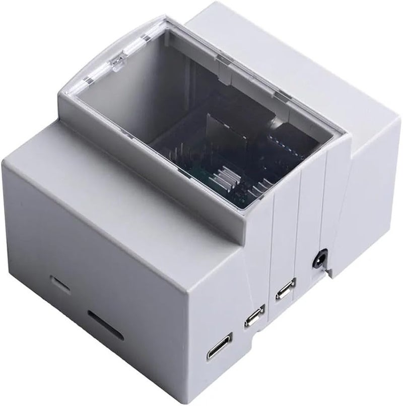 ABS Case DIN Rail Mount Enclosure For Raspberry Pi 4B 3B With Transparent Viewing Port And Cooling Fan - Image 1