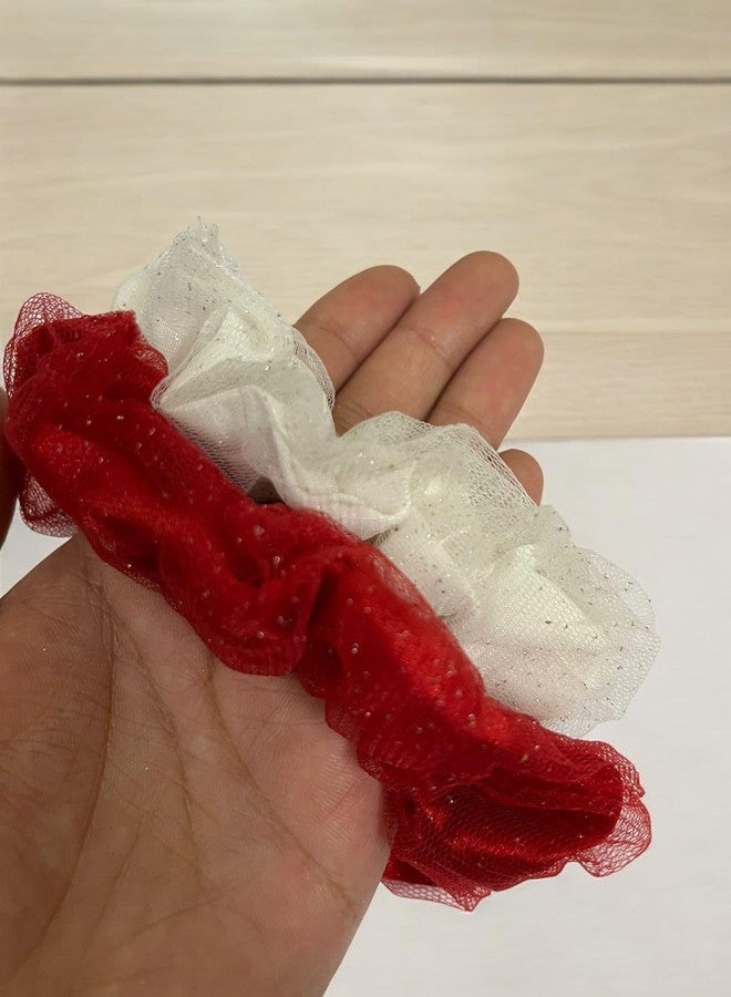 INARA Scrunchies for Women Hair Accessories Shimmer Net High Ponytail Rubber Band - Pack of 5 - Image 5
