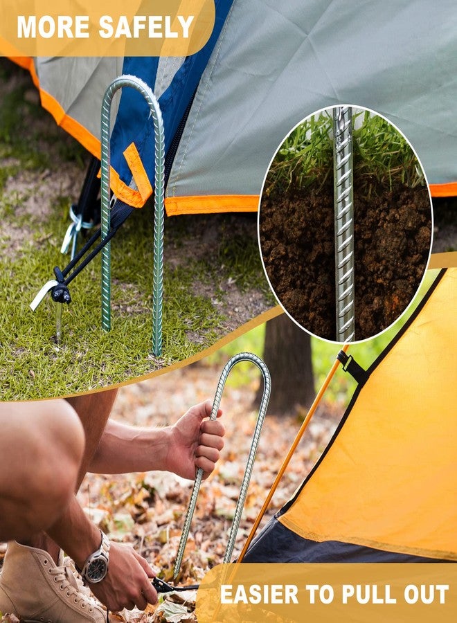 DN DENNOV U-Rebar Stakes, Double-SECUIRITY-U-Hook Extra Heavy Duty,12 inch Rust Proof Coated Steel Ground Stakes Ground Anchors, Garden Stake Metal Stakes Tent Stakes Trampoline Anchors - Image 4