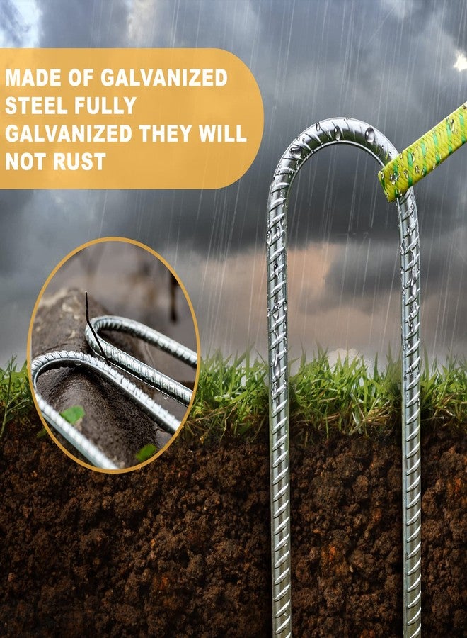 DN DENNOV U-Rebar Stakes, Double-SECUIRITY-U-Hook Extra Heavy Duty,12 inch Rust Proof Coated Steel Ground Stakes Ground Anchors, Garden Stake Metal Stakes Tent Stakes Trampoline Anchors - Image 5