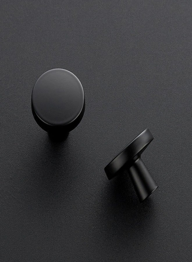 JOY DECOR 5 Pack Kitchen Cabinet Knobs Solid Drawer Knobs Dresser Knobs 1-1/4 Inch Drawer Pulls Matte Black Cabinet Hardware for Dresser Drawers Round Cabinet Door Knobs Simple Drawer Handles - Image 2
