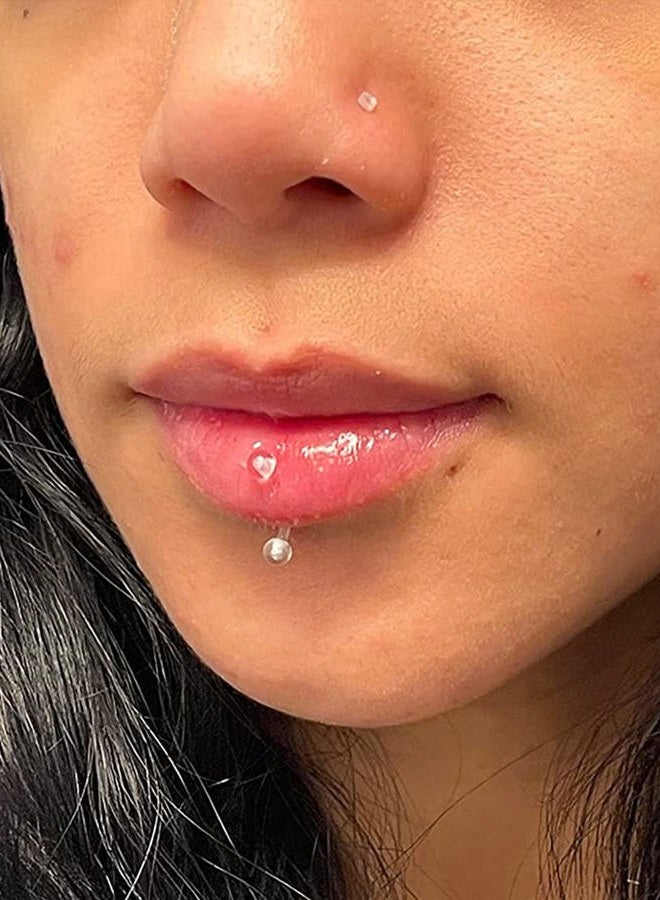 QWALIT 14g Plastic Industrial Barbell Earrings Pregnancy Belly Button Ring Tongue Rook Eyebrow Piercing Retainer Flexible Clear Curved Barbell Replacement Balls for Work Surgery, Plastic - Image 5