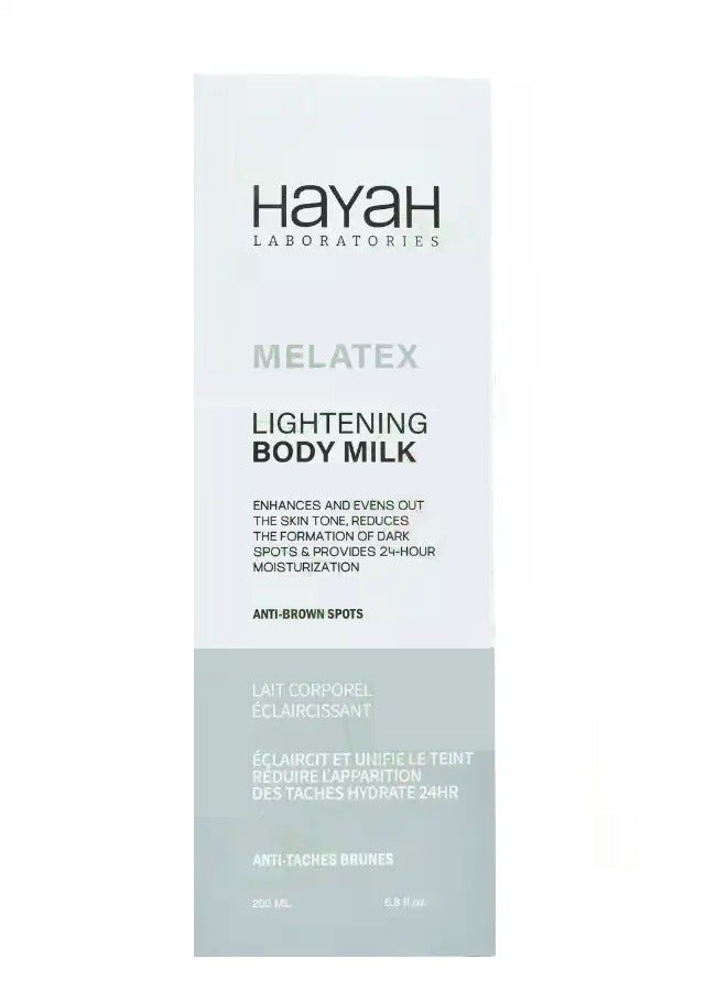 Hayah Laboratories Melatex Lightening Body Milk Anti-Brown Spots - 200 Ml - Image 2