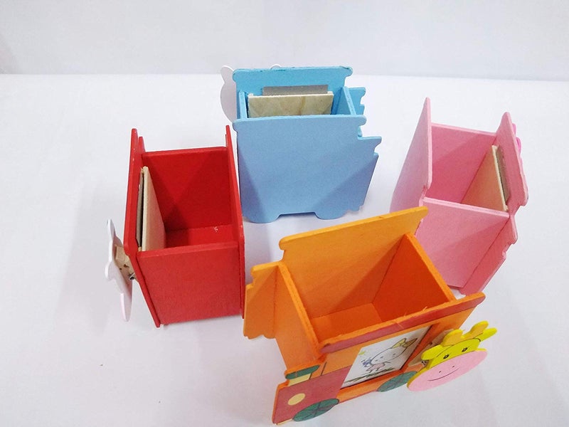 Goldleaf Wooden Pen Stand with Photo Frame Birthday Return Gifts for Kids (Multicolor, Pack of 6) (Train) - Image 3