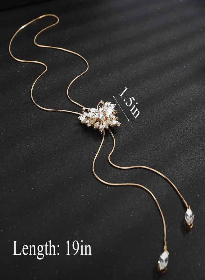 Wiwpar Sparkly Rhinestone Butterfly Y-Shaped Necklace Long Chain Necklace Butterfly Pendant Sweater Necklace Jewelry Accessories Dressy for Winter Evening Party Wedding (Gold) - Image 5