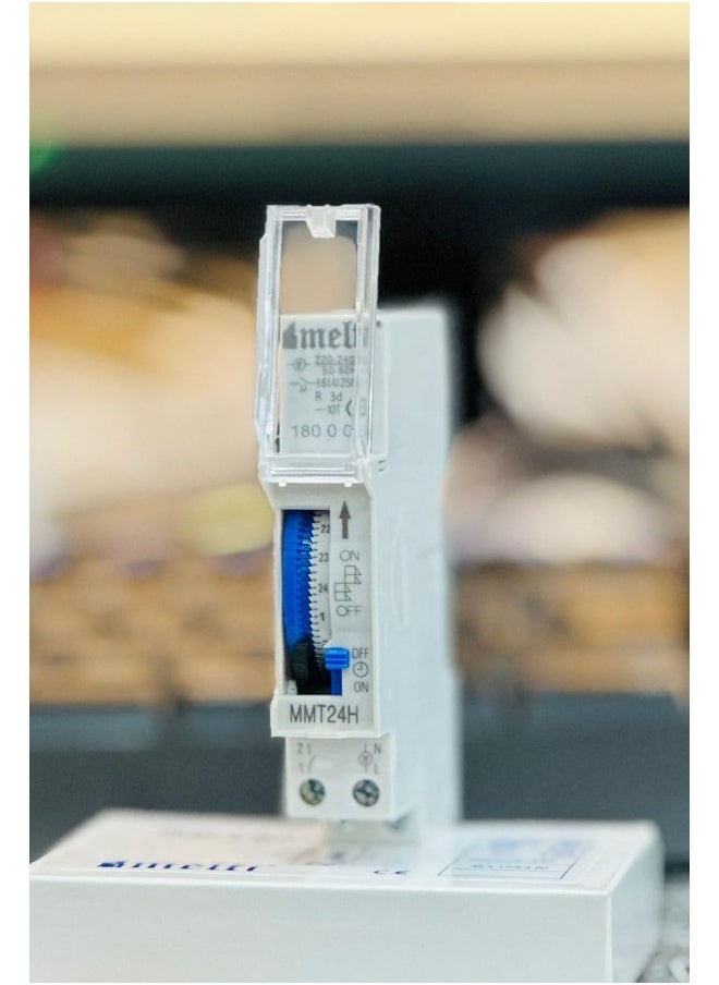 melfi Melfi 24 Hour Daily Timer Switch With Charge Reserve Din Rail Mount Box 16A Relay 220-240Vac, 72H Backup, 15Min Set Time Teeth With Auto/On/Off Switch For Lighting Appliances Etc  - Image 3