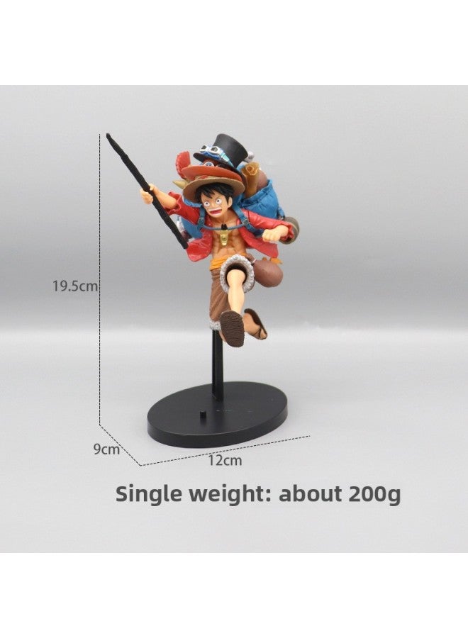 Anime Figurine One Piece Luffy Ace Sabo Running Sailing Backpack Model King Ornament Surrounding Doll Decoration-Color:Run Luffy (bag)  - Image 1