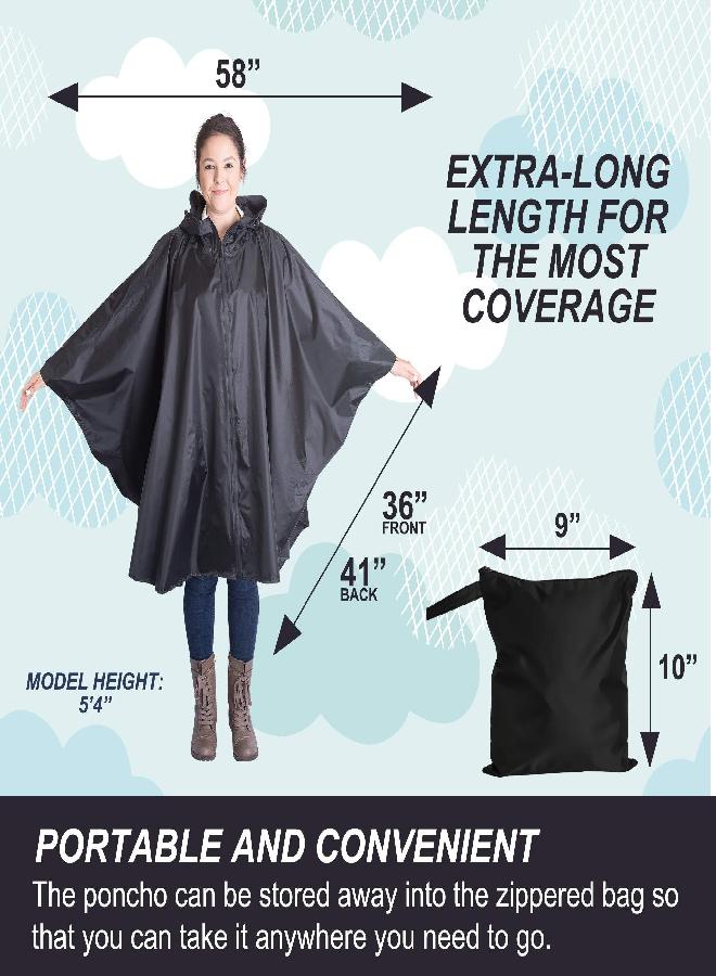 Lingito Heavy Duty Rain Poncho for Backpacking, Waterproof Lightweight for Adults, Military, Emergency, Camping, Men, Women (Adult-Black) - Image 3
