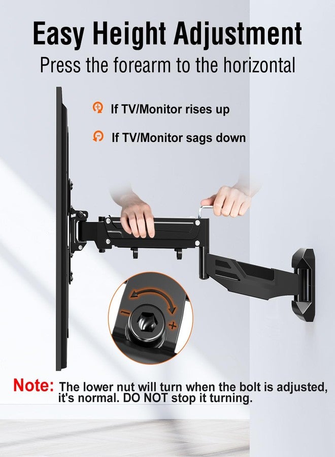 ELIVED Height Adjustable TV Mount for Most 26-55 Inch tvs, Holds 11-66 lbs, Spring Arm Full Motion Swivel Tilt Articulating TV Wall Mount Bracket, Max VESA 400x400mm, YD1010 - Image 3