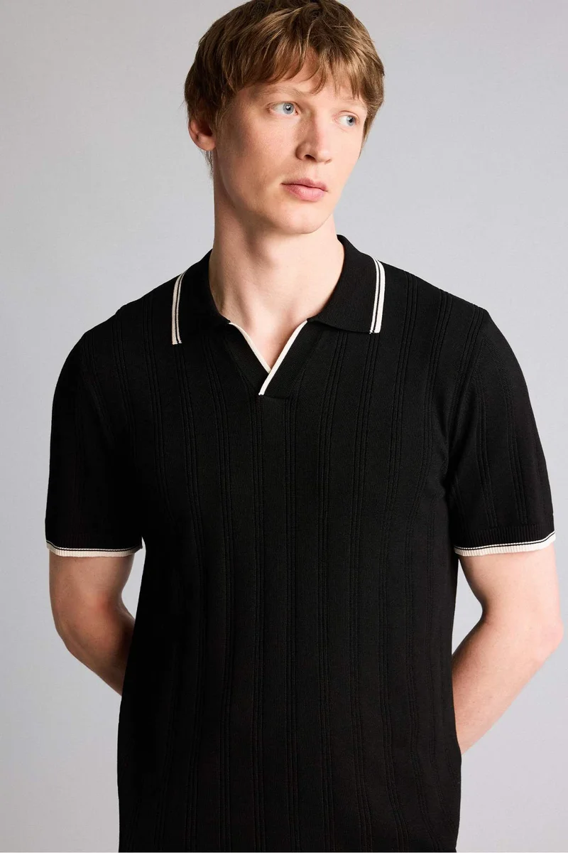 DeFacto Black Short Sleeve Polo T-Shirt