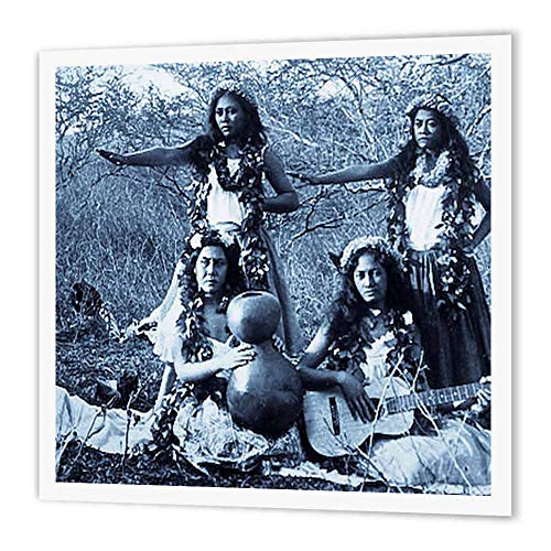 3dRose ht_8510_2 Vintage Hula Girls Selenium-Iron on Heat Transfer Paper for White Material, 6 by 6-Inch - Image 1