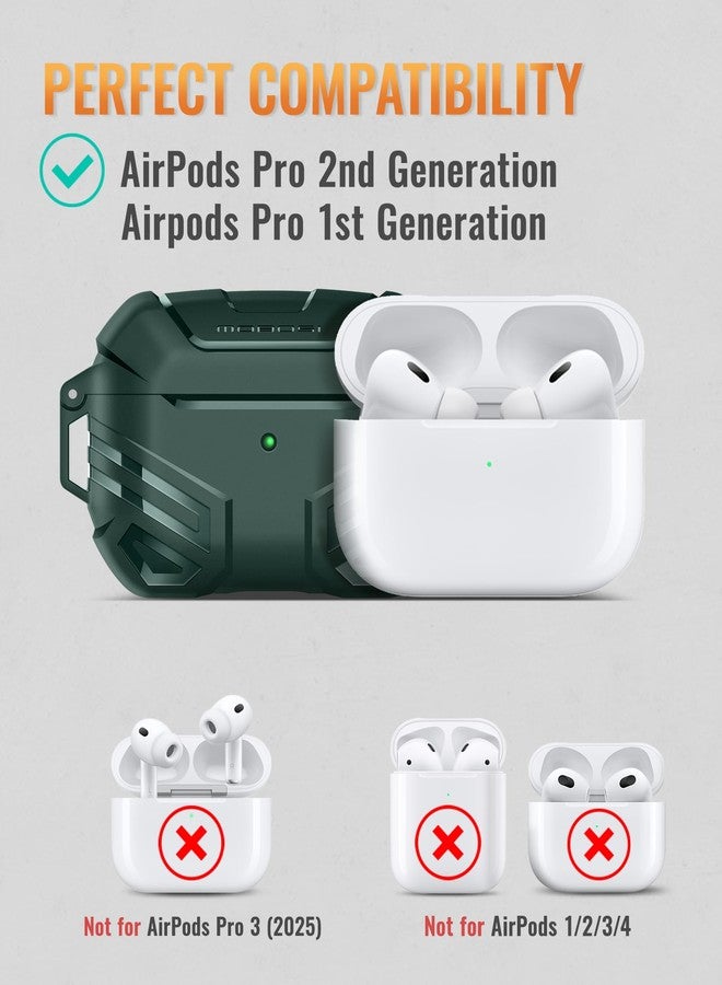 موبوسي غطاء حماية MOBOSI لسماعات AirPods Pro من الجيل الثاني/الأول مع قفل، غطاء عسكري للرجال والنساء، غطاء حماية كامل مقاوم للصدمات مع سلسلة مفاتيح لسماعات AirPods Pro (2023/2022/2019)، أخضر - Image 5
