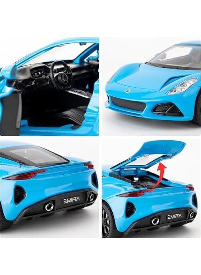 1/24 Lotus Emira Model Car, Zinc Alloy Pull Back Toy car with Sound and Light for Kids Boy Girl Gift(Blue)  - Image 4