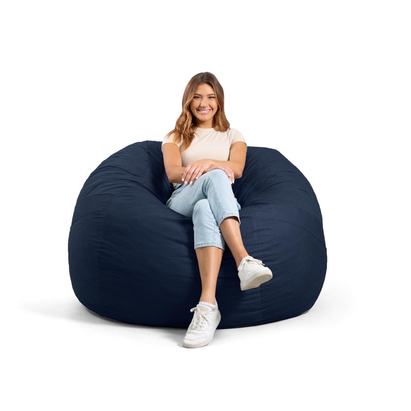 Big Joe Big Joe Fuf Large Foam Filled Bean Bag Chair with Removable Cover Cobalt Lenox Durable Woven Polyester 4 feet Big Navy Lenox Large 