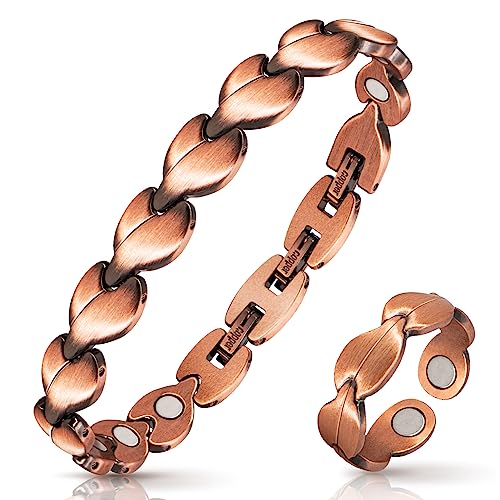 Mahnco Copper Bracelets for Women Lymph Detox Magnetic Bracelets 100 Solid Pure Copper Bracelet with 3500 Gauss Magnets Lymphatic Drainage Ring with Adjustment Tool - Image 2