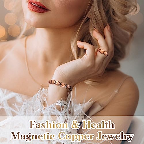 Mahnco Copper Bracelets for Women Lymph Detox Magnetic Bracelets 100 Solid Pure Copper Bracelet with 3500 Gauss Magnets Lymphatic Drainage Ring with Adjustment Tool - Image 5
