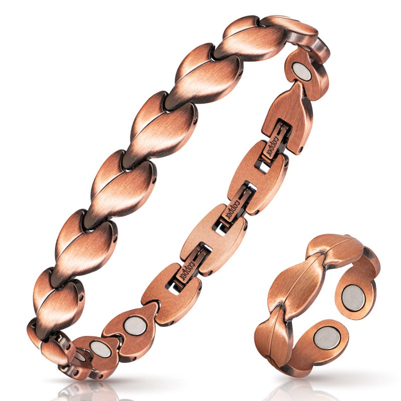 Mahnco Copper Bracelets for Women Lymph Detox Magnetic Bracelets 100 Solid Pure Copper Bracelet with 3500 Gauss Magnets Lymphatic Drainage Ring with Adjustment Tool - Image 3