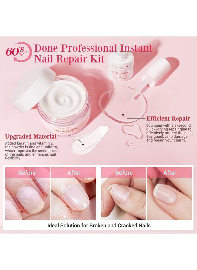 AZUREBEAUTY AZUREBEAUTY Nail Repair Kit Transparent Crystal for Broken Cracked Split Weak Nails, Ideal Solution Emergency Easy Quick Fix Dip Powder 28 g 1 Oz Quick-Drying Repair Glue 10 ml Nail File Nail Buffer  - Image 2