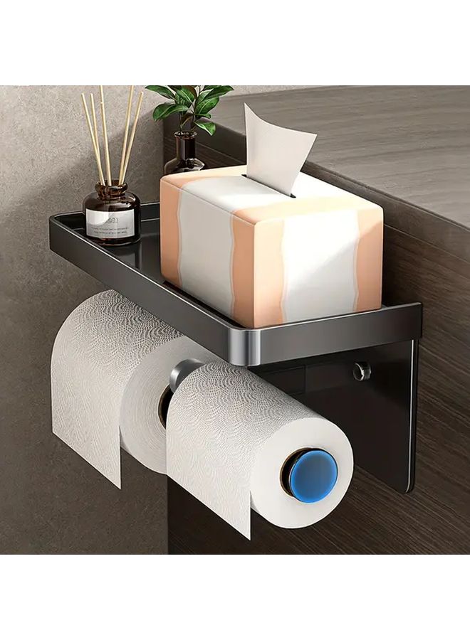 Double Roll White Wall Mounted Bathroom Tissue Holder Space Saving No Drill Aluminum Frame - Image 4