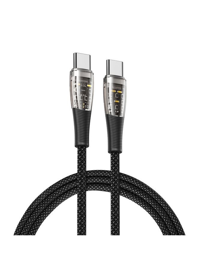 DUZZONA - DUZZONA  A6 65W USB-C/Type-C to USB-C/Type-C Transparent Fast Charging Data Cable, Length: 1m(Black) - Image 1