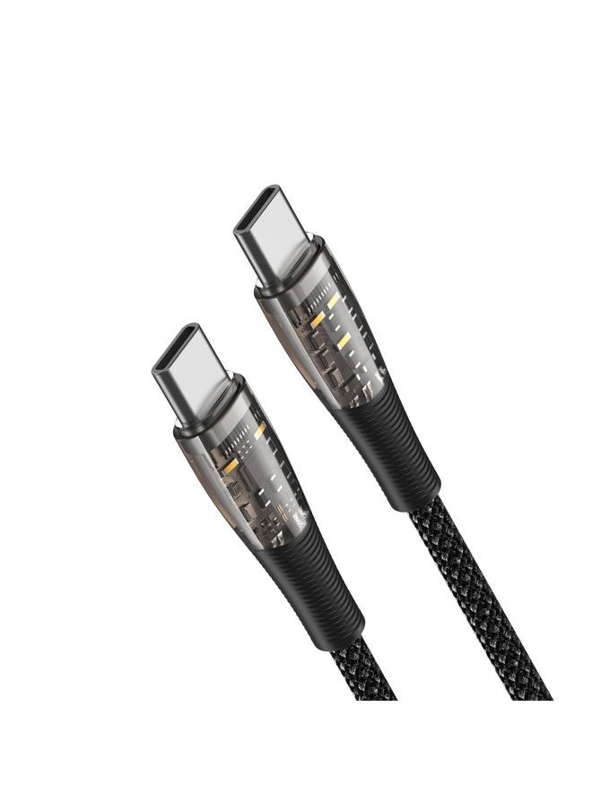 DUZZONA - DUZZONA  A6 65W USB-C/Type-C to USB-C/Type-C Transparent Fast Charging Data Cable, Length: 1m(Black) - Image 1