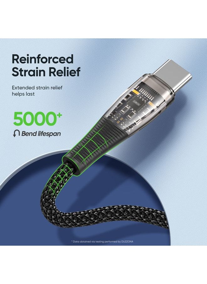 DUZZONA - DUZZONA  A6 65W USB-C/Type-C to USB-C/Type-C Transparent Fast Charging Data Cable, Length: 1m(Black) - Image 1