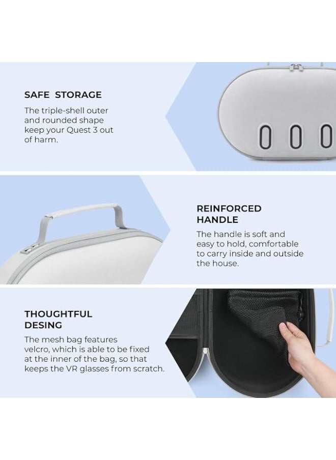blupebble All-in-One Hard Carrying Case for Meta Quest 3\3s VR Headset | Travel Storage Bag for Controllers & Accessories | Shockproof, Lightweight & Portable  - Image 4