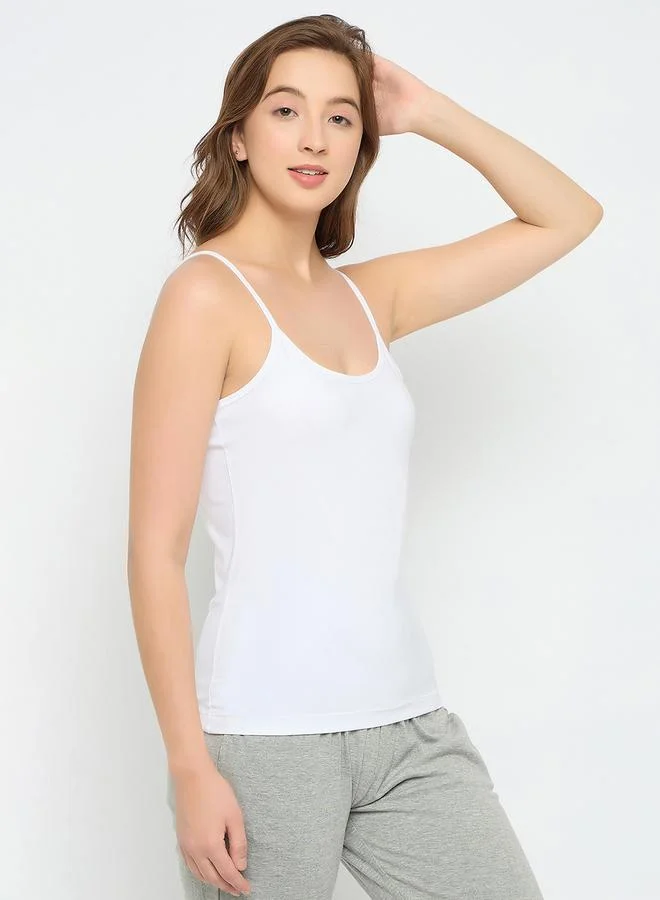 كلوفيا White Solid Strappy Cami Top