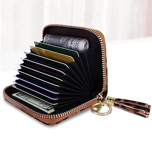 Coco Rossi Women's Small Credit Card Wallet RFID Cute Card Holder for Women with Tassel, Leopard - Image 2