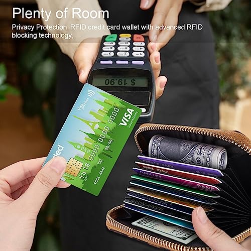 Coco Rossi Women's Small Credit Card Wallet RFID Cute Card Holder for Women with Tassel, Leopard - Image 5