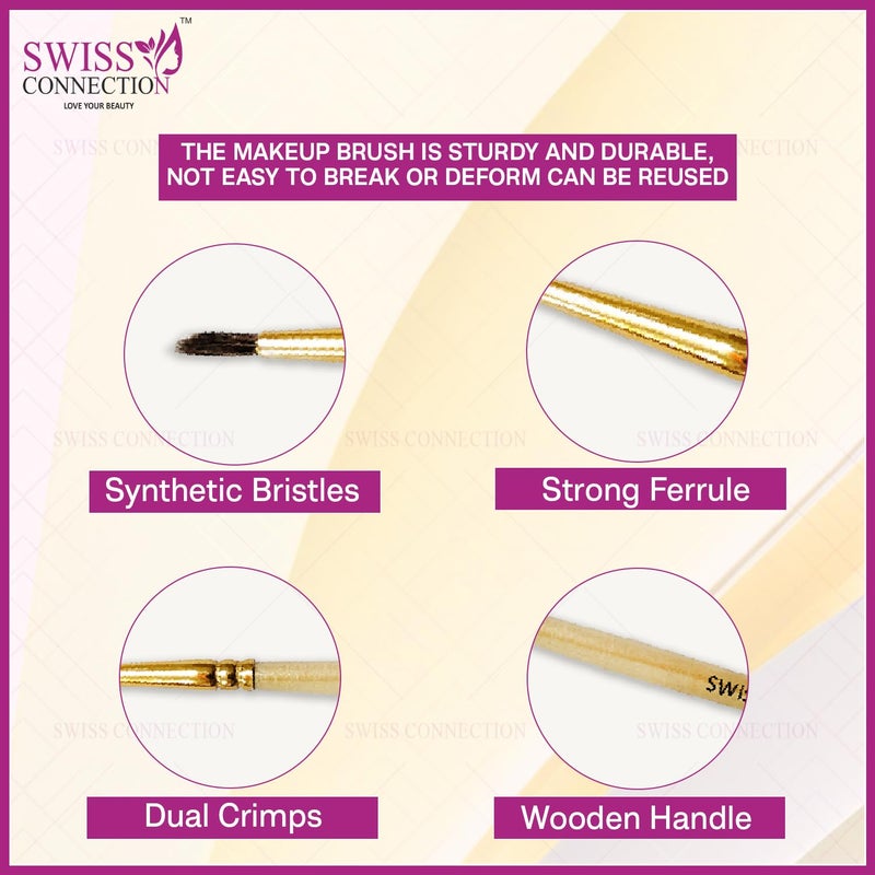 Swiss Connection Swiss Connection Premium Professional Wooden Lip Liner Brush non slip grip  quality hair lip liner makeup brush  durable For Women and Girl Pack of 4 - Image 4