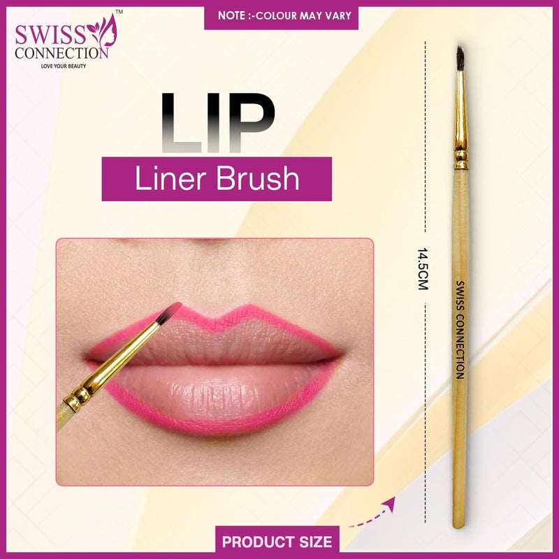 Swiss Connection Swiss Connection Premium Professional Wooden Lip Liner Brush non slip grip  quality hair lip liner makeup brush  durable For Women and Girl Pack of 4 - Image 2
