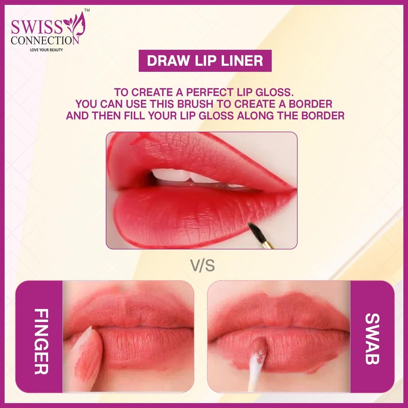 Swiss Connection Swiss Connection Premium Professional Wooden Lip Liner Brush non slip grip  quality hair lip liner makeup brush  durable For Women and Girl Pack of 4 - Image 5