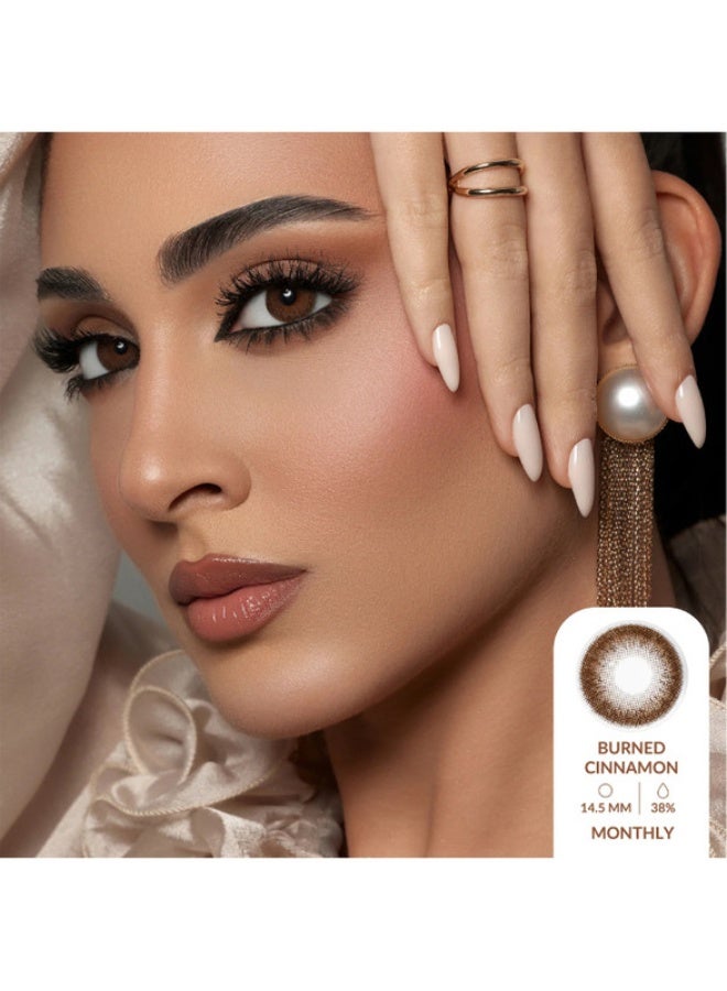 Amara Unisex Burned Cinnamon Monthly Disposable Contact Lenses, Color Contact Lenses, Cosmetic Contact Lenses, Dark Brown Contact Lenses - Image 2