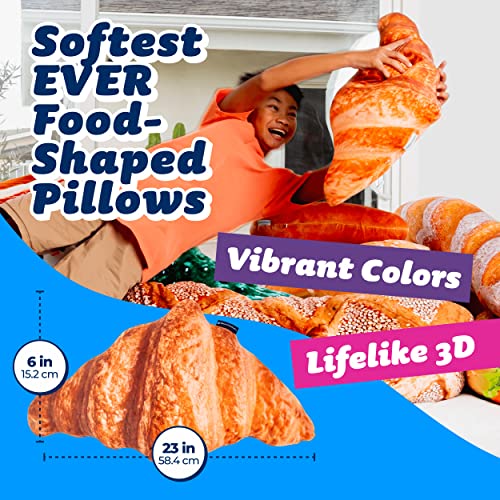 Much Comfort 23" 3D Flaky Croissant Throw Pillow - Made with Super Soft & Ultra Premium Fabric - Cute, Comfortable, Plush, Stuffed French Loaf Bread Toast Cushion for Home Decor - Funny Gift - Medium - Image 2