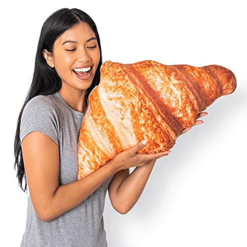 Much Comfort 23" 3D Flaky Croissant Throw Pillow - Made with Super Soft & Ultra Premium Fabric - Cute, Comfortable, Plush, Stuffed French Loaf Bread Toast Cushion for Home Decor - Funny Gift - Medium - Image 1