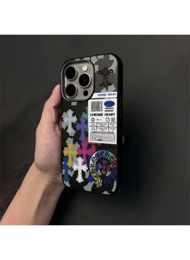 NIBEMINENT Colored Cross Protective TPU Case Cover For iPhone 16 Plus, Black