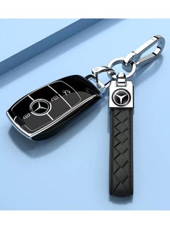 KENSUO Key Cover For Mercedes - Car Key Protective Cover For Mercedes Benz E Class 2017 S 2018 Remote Fob Key - silver Edge-Black 