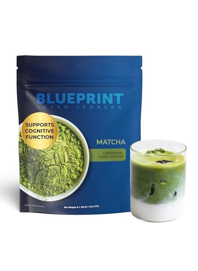 Blueprint Bryan Johnson Matcha Powder – Ceremonial Grade Japanese Matcha – Green Tea for Energy & Focus – Natural Caffeine, Antioxidant-Rich – 30mg L-Theanine- 30 Servings - Image 1