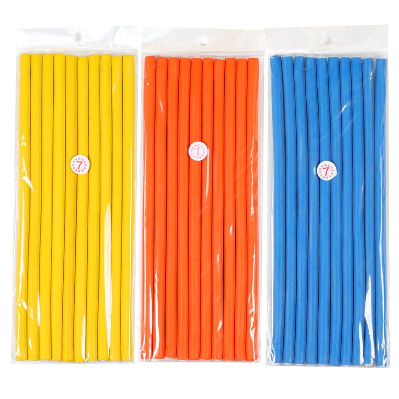 Ms Aloe 3Pack Flexible TwistFlex Spiral Hair Curlers  Soft Foam No Heat Rollers for Long Medium Short Hair Diameter 08cm 30 Rods 
