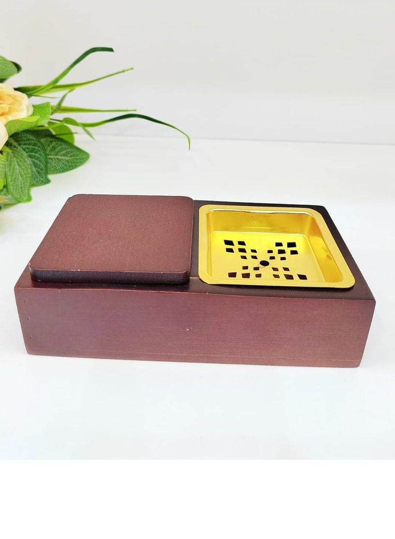 Bakhoor Burner Beautiful Design Wooden  Incense Burner With Cover Storage Bowl Damanhoor