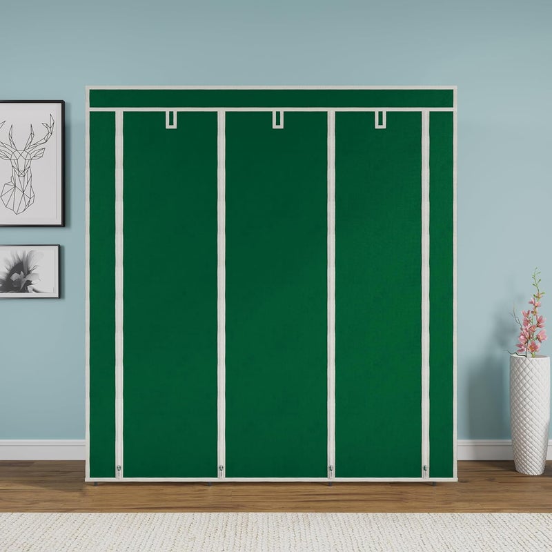 Whitecloud TRANSFORMING HOMES Whitecloud TRANSFORMING HOMES Collapsible Wardrobe Closet for Clothes Almira 2 Hanging Space 8 Shelves NonWoven Fabric 88230 Green  - Image 3