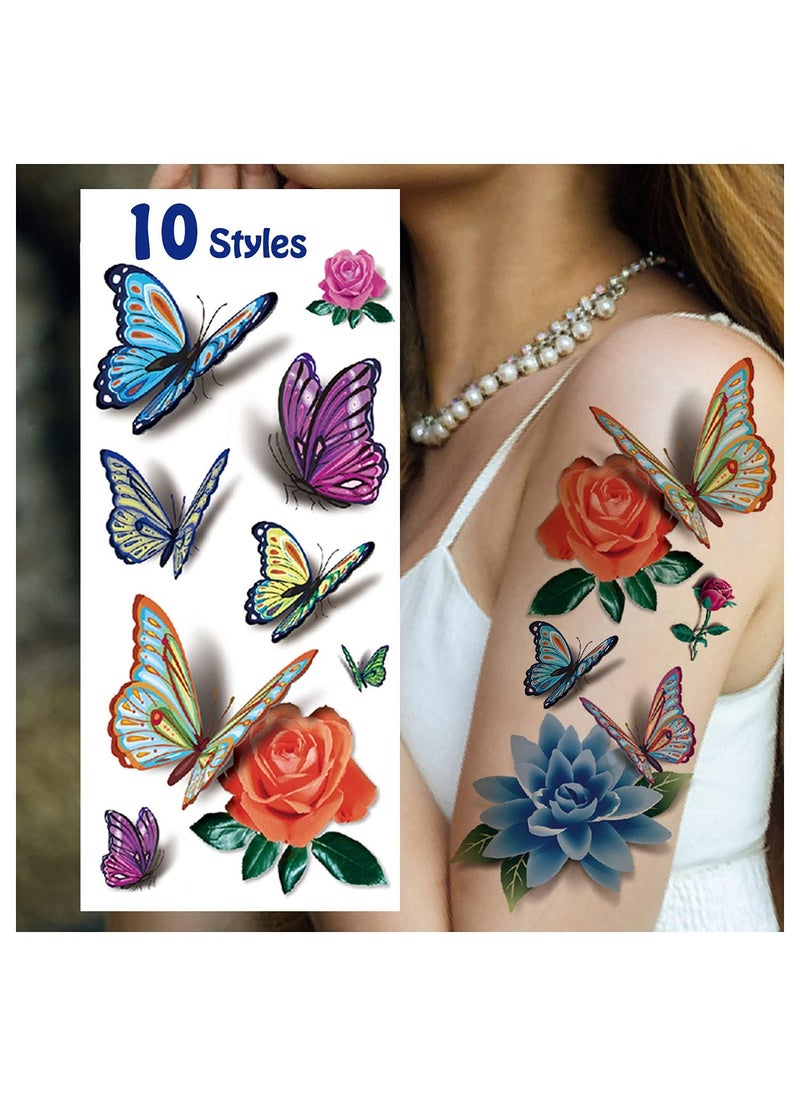 Cerlaza Cerlaza 78 Styles Temporary Tattoos for Women Adults Butterfly Tattoo Stickers Realistic Tatuajes Temporales Woman Waterproof Long Lasting Flower Fake Tattoos Sexy Semi Permanent Tatoo 