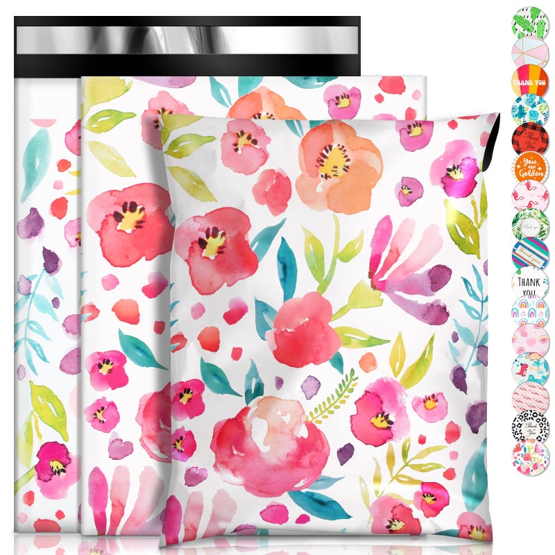 Oududianzi Poly Mailers 6x9, 100PCS Shipping Bags, Mailing bags, Mailers Poly Bags for Shipping, Shipping Envelopes, Packaging Bags for Small Business - Floral - Image 1