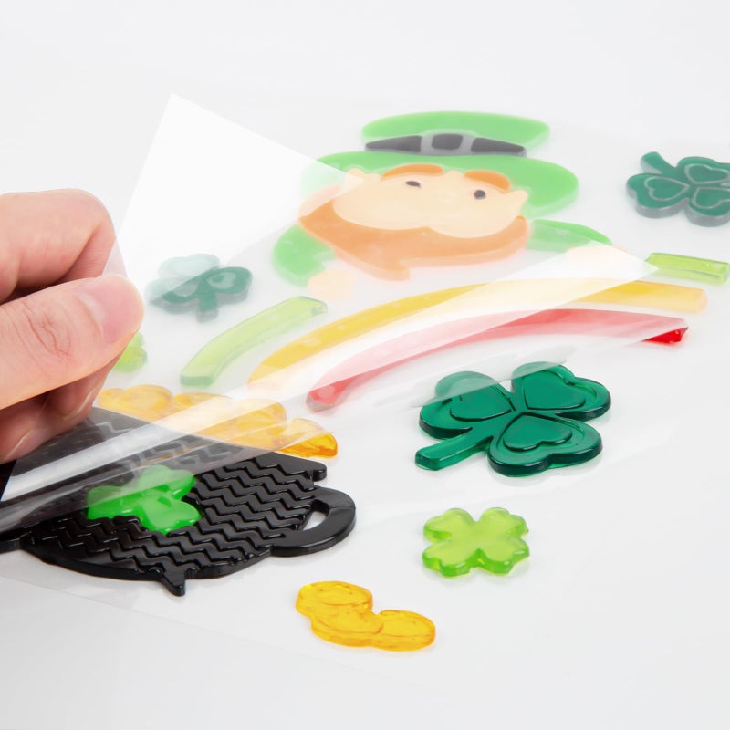HOHUCRAB 6pcs St Patricks Day Gel Window Clings, Shamrock, Lucky Me, Irish, Rainbow, Gnome Gel Window Clings for St. Patrick's Day Decorations (St Patricks Day) - Image 5