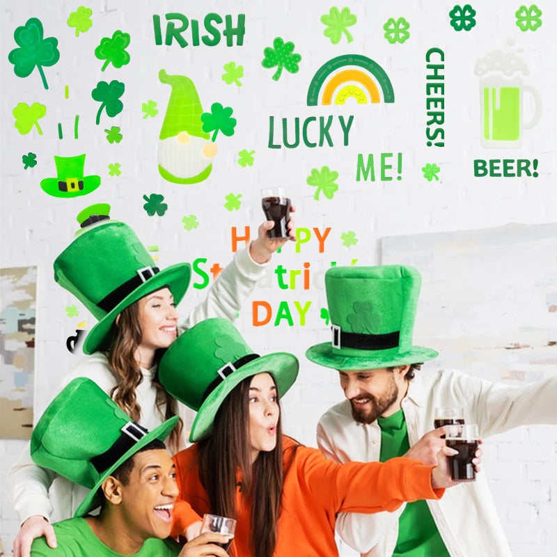 HOHUCRAB 6pcs St Patricks Day Gel Window Clings, Shamrock, Lucky Me, Irish, Rainbow, Gnome Gel Window Clings for St. Patrick's Day Decorations (St Patricks Day) - Image 4