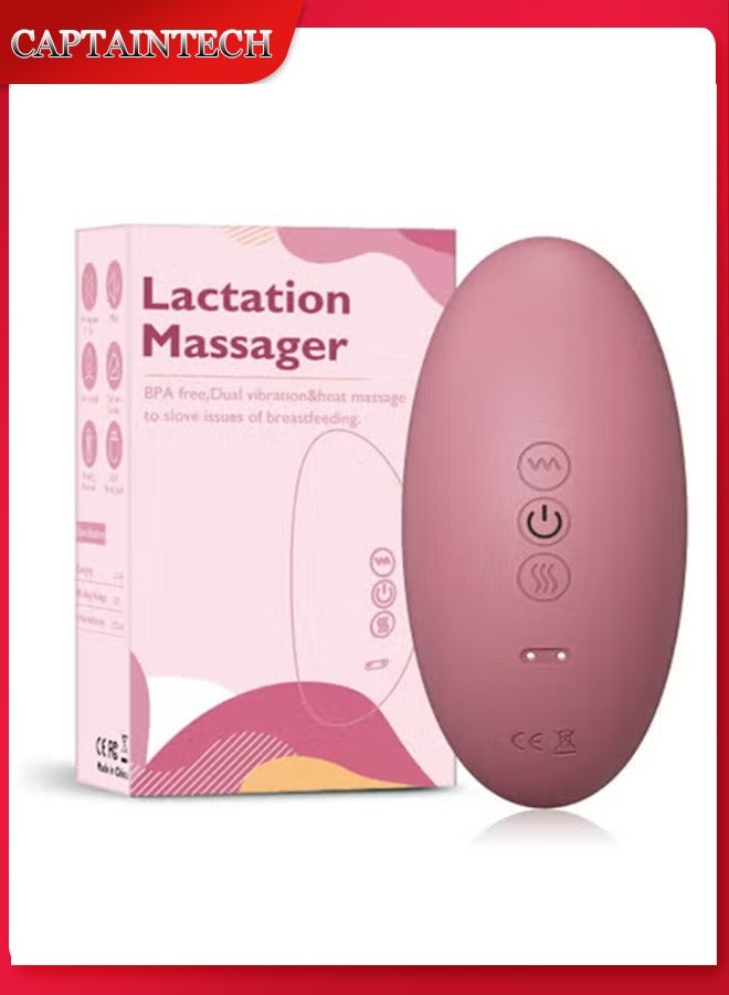 Captaintech Heating Lation Mssager Vibrating Breast Massager 2 in1, 3 Adjustable Heating + 10 Vibration for Clogged Ducts,Breastfeeding Massager to Improve Milk Flow and Congestion (Pink) - Image 1